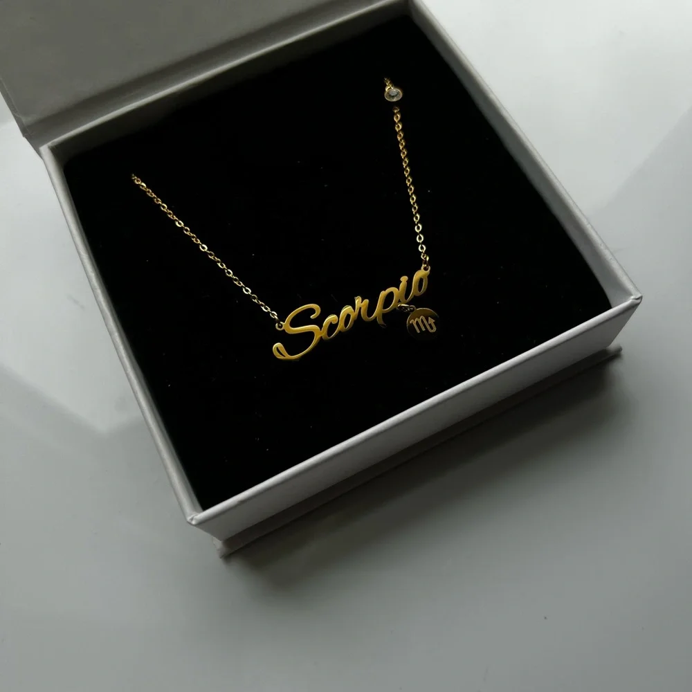 Scorpio Zodiac Sign Necklace Stainless Steel Horoscope Astrology Birthday